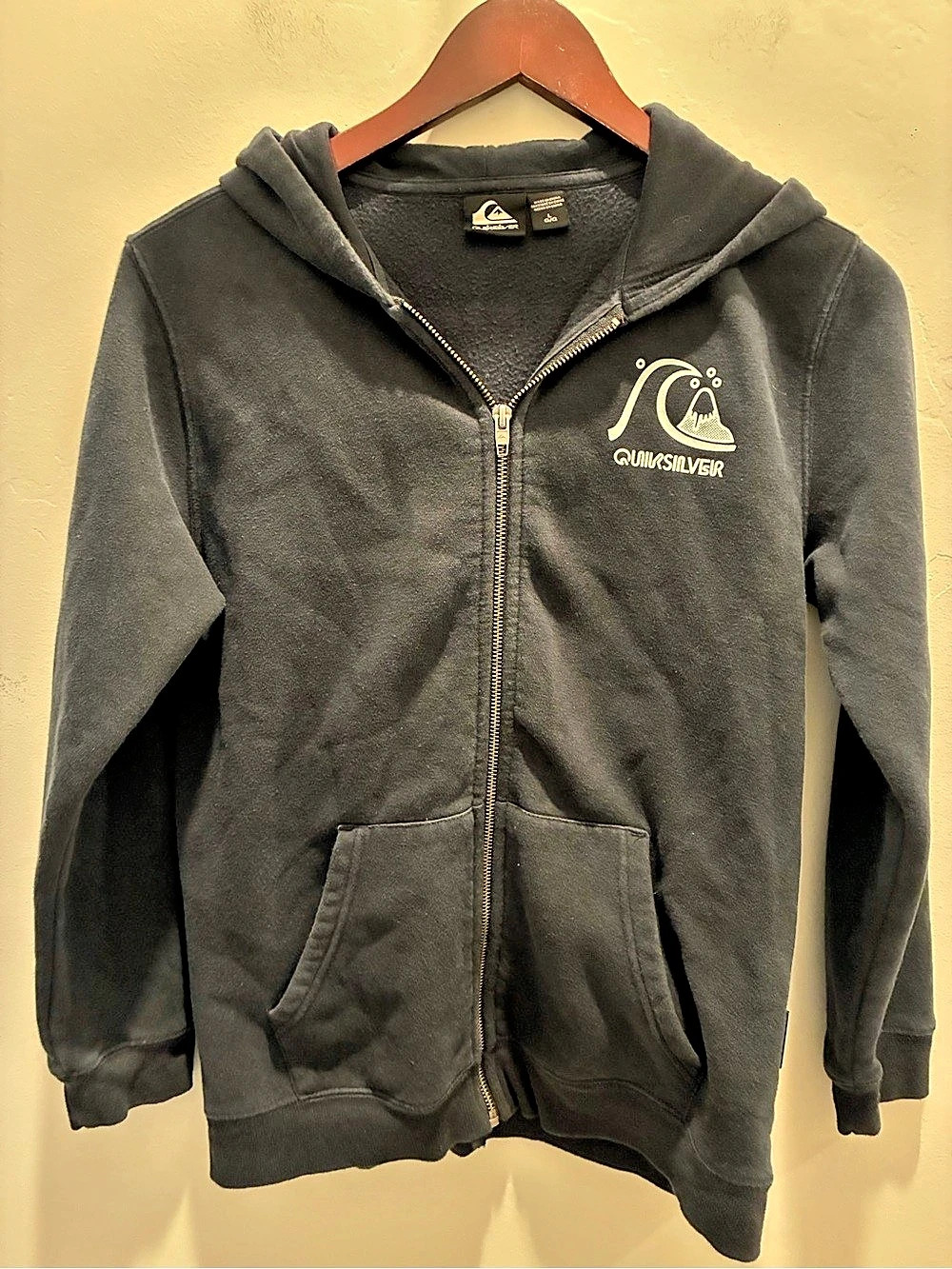 Quiksilver Boys Youth Size Large L Full Zip Hoodie Dark Grey Fleece Jacket